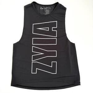 Zyia Active | Women’s Dark Gray Active Tank Top w Lettering High Low Hem Size S
